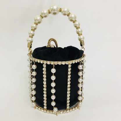 Pearl Rhinestone Bucket Bag