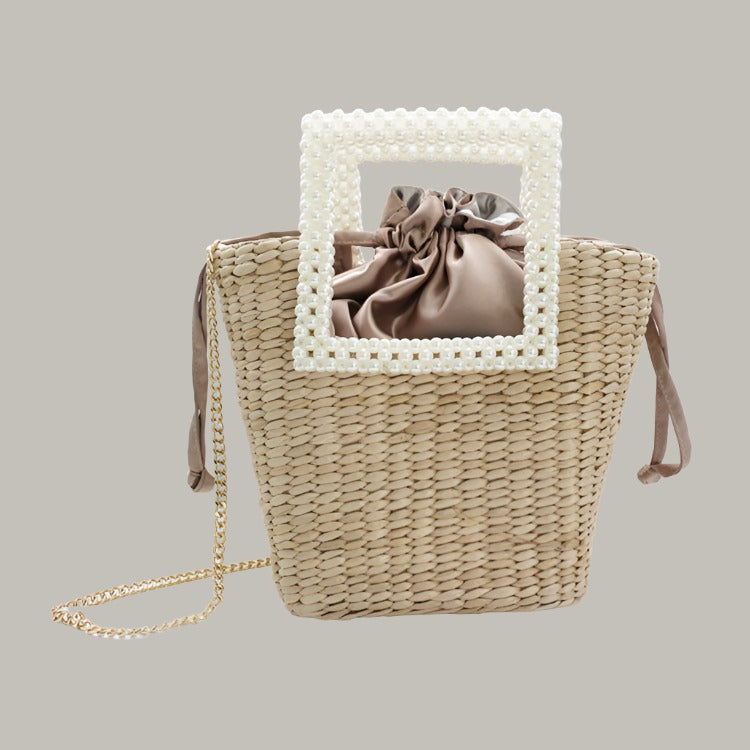 PEARL STRAW HAND WOVEN BAG