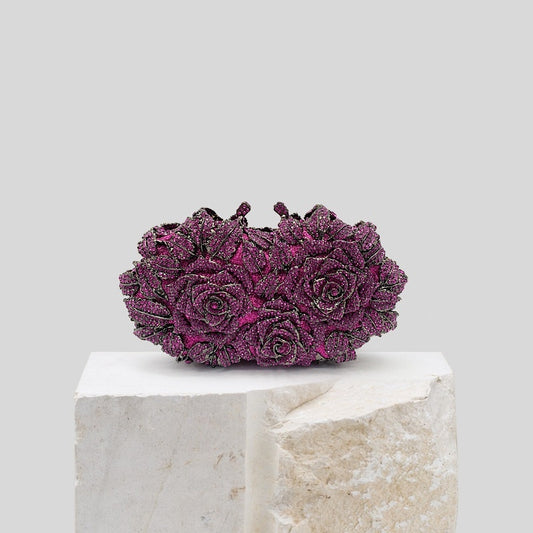 Diamond Rhinestone Flower Clutch