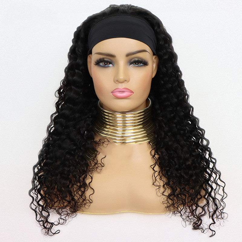 Brazilian Water Wave Headband Human Hair Wig